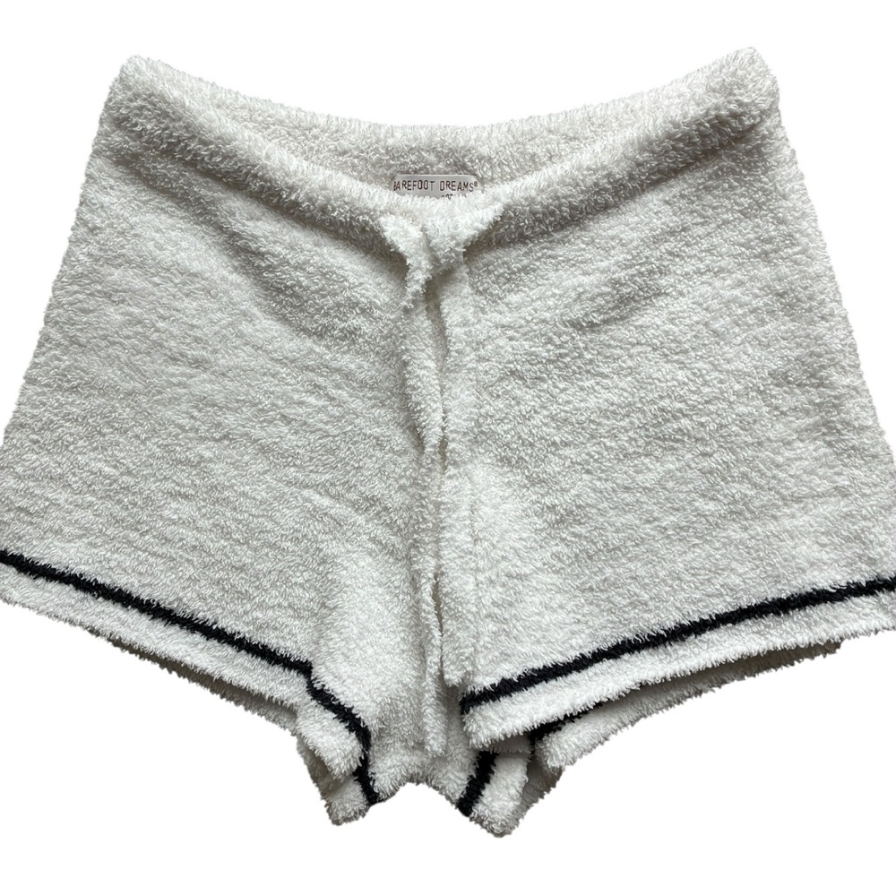 Barefoot Dreams CozyChic Lounge Set White Black Trim Small Soft Knit Pajama Set - Picture 6 of 11